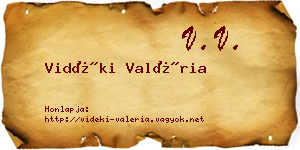 Vidéki Valéria névjegykártya