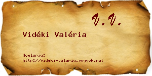 Vidéki Valéria névjegykártya